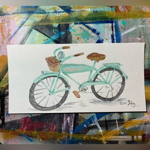 (Gifted to another artist 🚲) Original art: teal bike (long postcard)